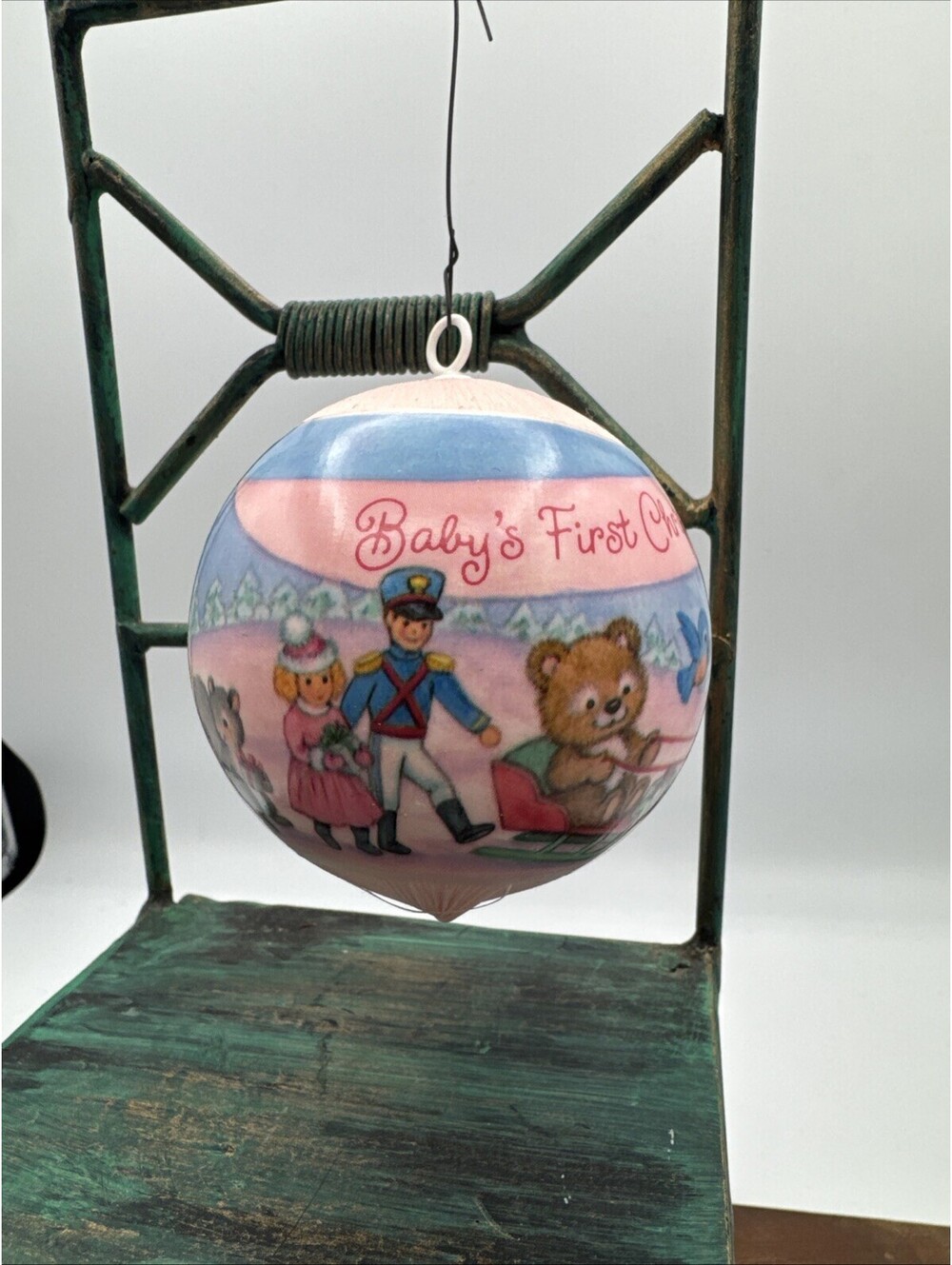 Vtg Hallmark Ornament Baby 1st Christmas 1992 3" Unbreakable Satin Baby Girl